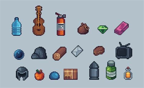 An Image Of Pixel Art With Different Items