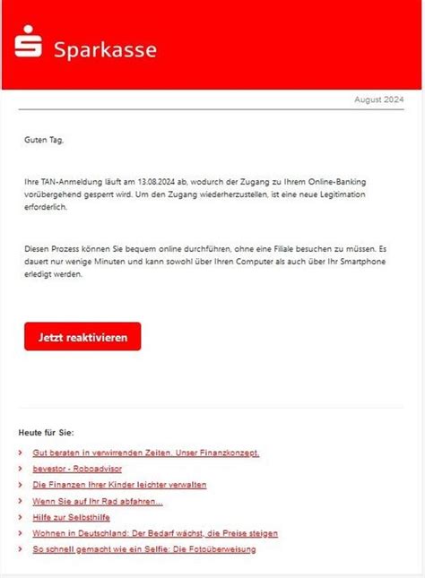 Verbraucherzentrale Warnt Sparkassen Kunden Vor Neuer Phishing Mail