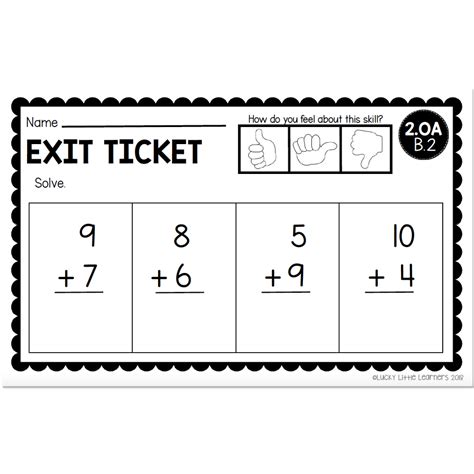 Nd Grade Exit Tickets Operations Algebraic Thinking Oa B