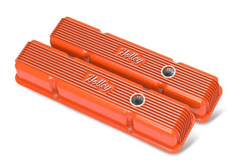 Holley Vintage Series Small Block Chevy Valve Covers Factory Orange