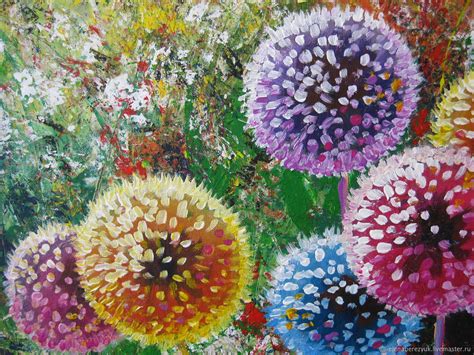 Dandelion flower art Original acrylic painting summer landscape – купить на Ярмарке Мастеров ...