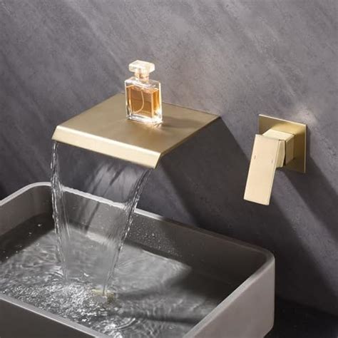 Sumerain Waterfall Tub Faucet High Flow Wall Mount Bathtub Faucet Filler Two Handles Brushed