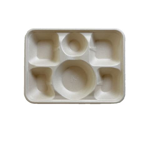 Sugarcane Bagasse Compostable Biodegradable Food Container With 6 Grids