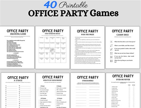 Office Party Game Bundle Printable Work Party Games Staff Game Idea Job Party Work Happy