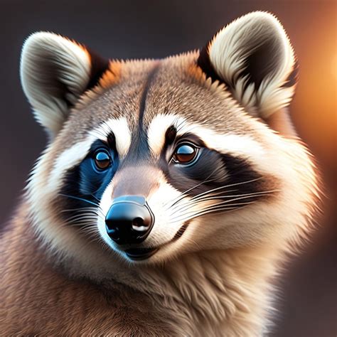 Premium Photo Close Up Portrait Of A Raccoon Close Up Head Shot Of A