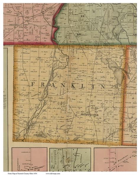 Franklin Ohio 1856 Old Town Map Custom Print Summit Co Old Maps