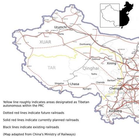 Tibet Railway Map