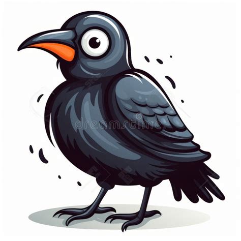 Cute Cartoon Crow Vector Illustration Isolated On A White Background