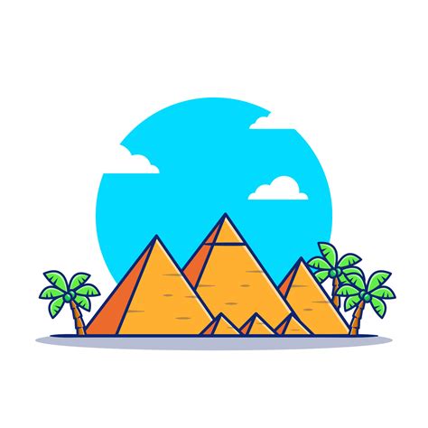 Pyramid Cartoon Vector Icon Illustration Famous Building Traveling