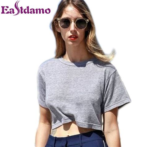 Summer 100 Cotton Casual T Shirt Women Fitness Crop Top 6 Colors Sexy