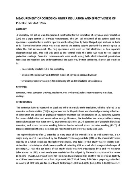 Measurement of Corrosion Under Insulation | PDF | Corrosion ...