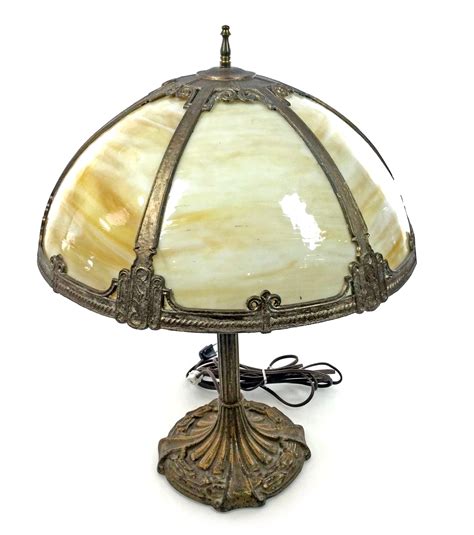 Lot Vintage Slag Glass Table Lamp