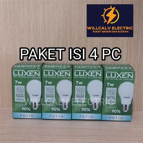 Jual PAKET ISI 4 PC LAMPU LED LUXEN CLASSIC 7W 7 WATT CAHAYA PUTIH