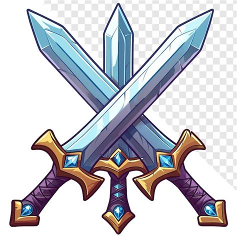 Premium PSD | Fantasy game icon clashing swords transparent art