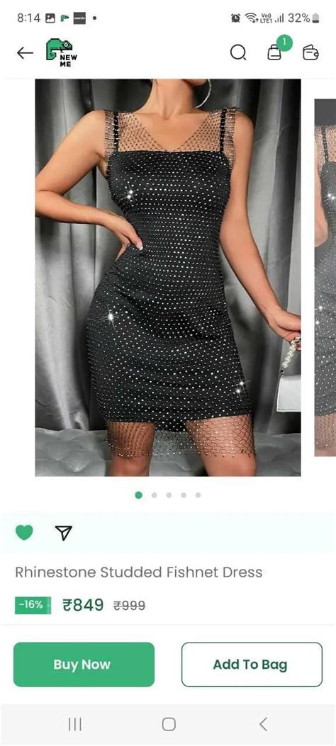 Rhinestone Studded Fishnet Dress Newme