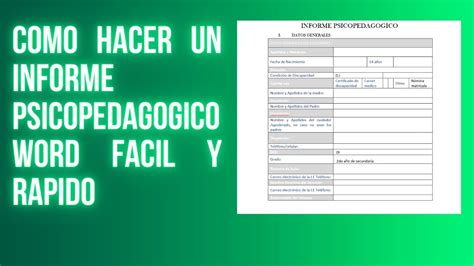 Como Hacer Un Informe Psicopedagogico Word Facil Y Rapido 2024 YouTube