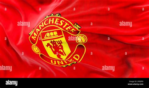 Manchester, UK, jan 2023: The flag of Manchester United waving ...