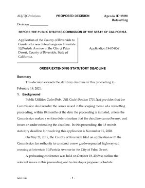 Fillable Online Docs Cpuc Ca 1 ALJ KJB Mln Avs PROPOSED DECISION