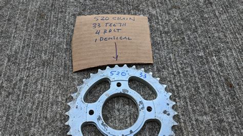 Motorcycle Rear Sprockets, 2 Identical 33T 520 Chain 4 Bolt Pattern sk ...