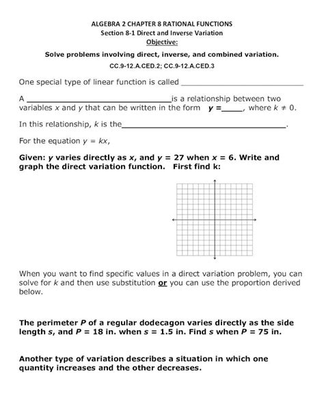 PDF ALGEBRA 2 CHAPTER 8 RATIONAL FUNCTIONS Section 8 1 Direct