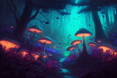 Mushroom Forest | Paddenstoelenkunst, Coole tekeningen, Grafische ...