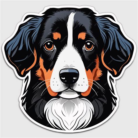 アッペンツェラー犬ステッカーイラスト プレミアムベクター