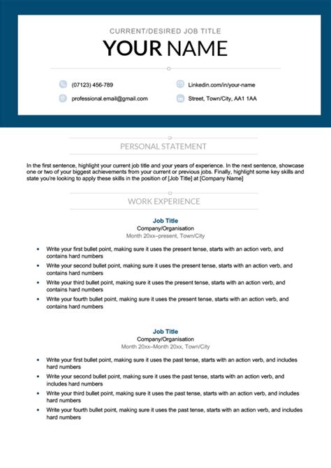 3 Free Blank Cv Templates Uk Jobs