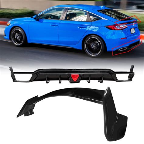 Ninte For 2022 2024 11th Gen Honda Civic Hatchback Rear Diffuser