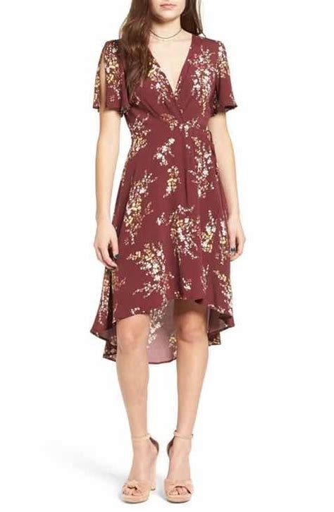 Astr The Label Adeline Floral Print Wrap Dress Red Floral Print Dress