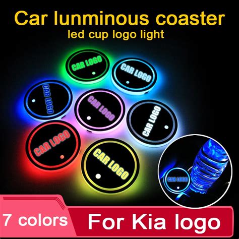 Portavasos Led De Piezas Para Coche Posavasos Para Kia Logo Light