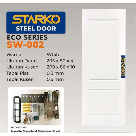 Jual STARKO STEEL DOOR PINTU BAJA RINGAN MOTIF KAYU ECO SERIES WHITE