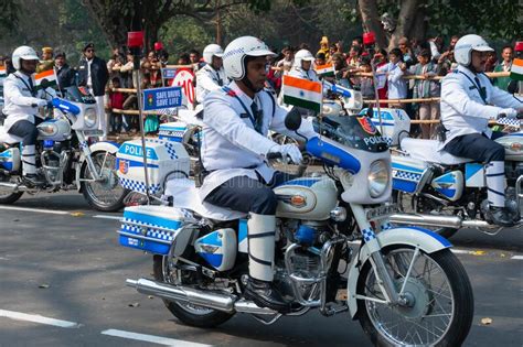 March Past Of West Bengal Police Motorcycle Rally Editorial Stock