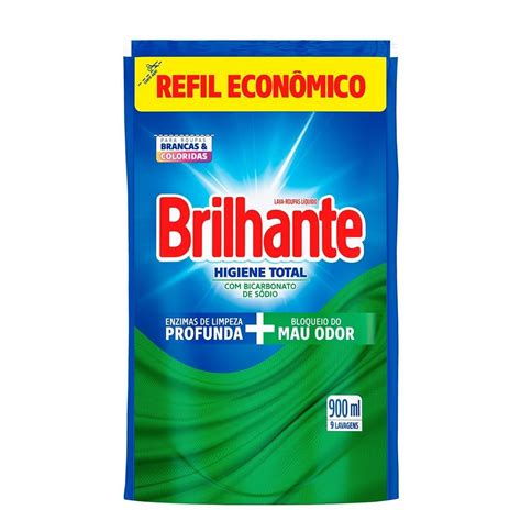 Sabão Líquido Brilhante Higiene Total Refil 900ml Embalagem 12