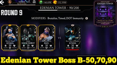 Edenian Tower Boss Battle 50 70 And 90 Fight Reward Mk Mobile Youtube