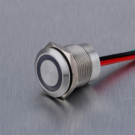 16mm Waterproof IP68 Ring LED Momentary Or Latching Metal Touch Switch