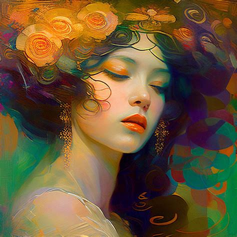 Illustration Artistiques Abstract Beautiful Woman Face Portrait Wall