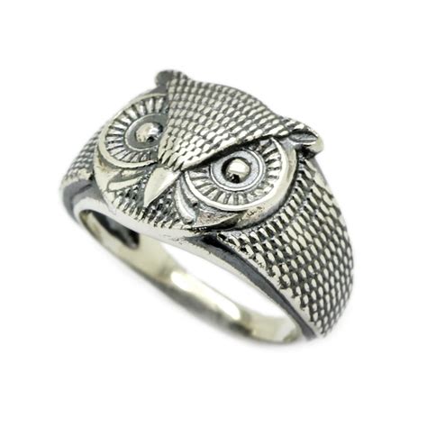 Owl Unisex Ring Sterling Silver 925 Etsy