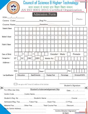 Fillable Online Admission Form Cdr Fax Email Print Pdffiller