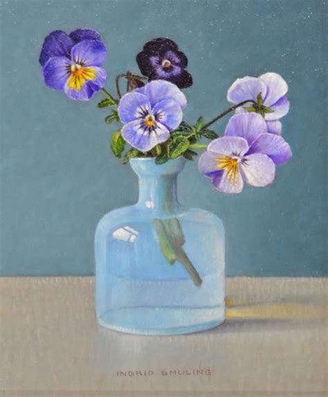 Violets In Opal Blue Bottle Ingrid Smuling Cozyhuarique Flower