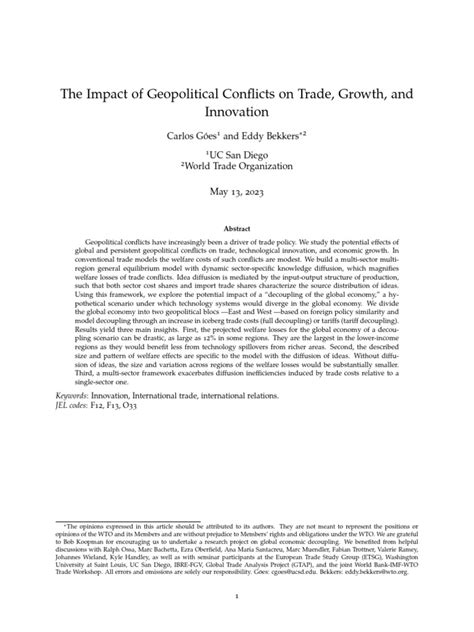 Session 3 Paper 1 The Impact Of Geopolitical Conflicts On Trade Growth