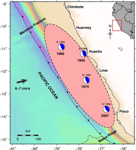 Seismotectonic Setting Of The Central Peru Region The Pink Ellipse