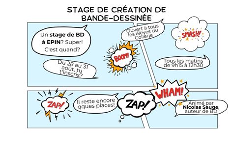 Stage de pré rentrée création de bande dessinée du 28 au 31 août 2023