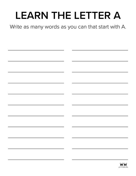 Letter A Worksheets - 50 FREE Printables | Printabulls