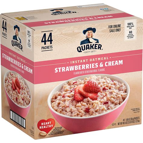 Quaker Instant Oatmeal Strawberries And Cream 44 Pack 1 05oz Packets