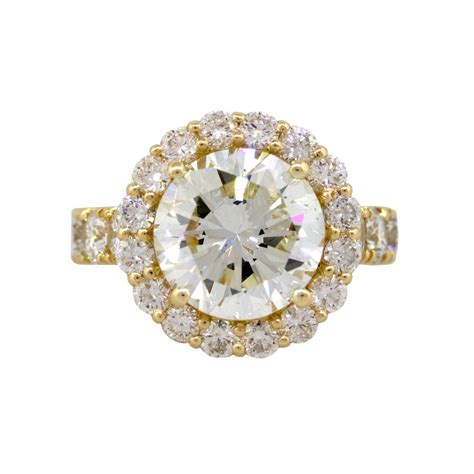 Check Out This Stunning Yellow Gold 4ct Diamond Halo Engagement Ring