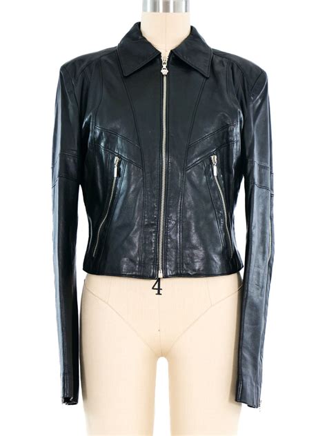 Gianni Versace Cropped Moto Leather Jacket