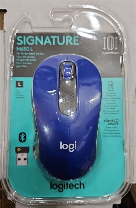 Logitech Signature M650 L Large Right Handed Wireless Mouse Classic Blue New