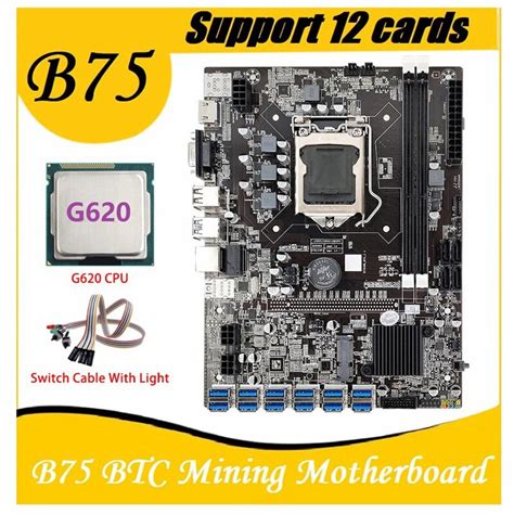 B75 ETH Mining Motherboard 12 PCIE To USB MSATA DDR3 With G620 CPU