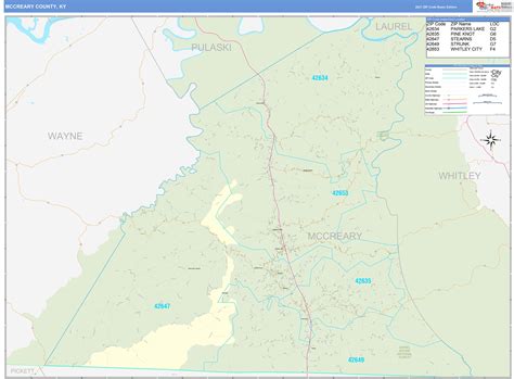 Mccreary County Ky Zip Code Wall Map Basic Style By Marketmaps Mapsales