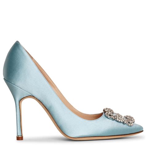 Manolo Blahnik Hangisi 105 Light Blue Satin Pumps Modesens